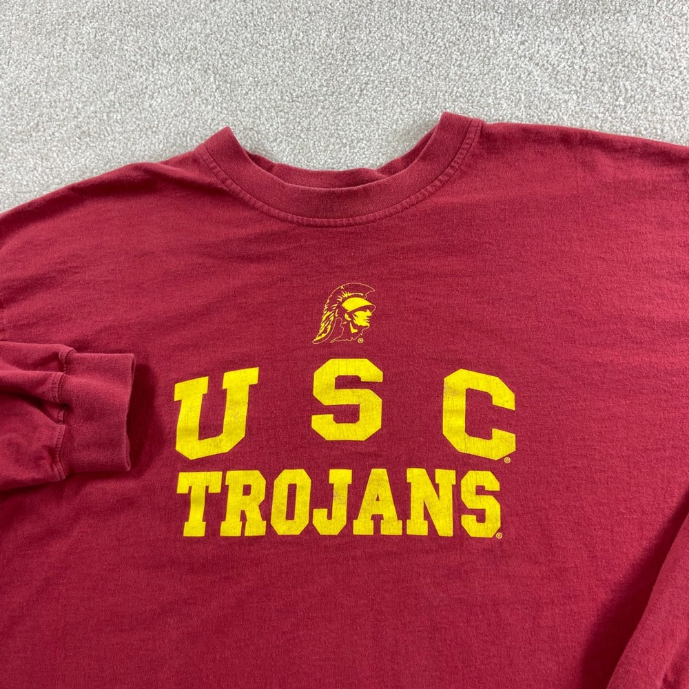 Vintage Lee Sport USC Trojans Shirt Mens XL Red Long Sleeve Striped Graphic Tee